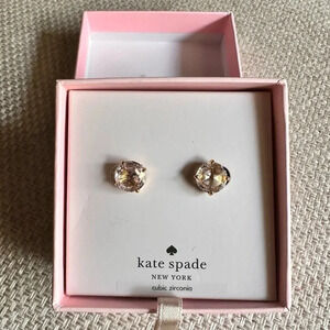 Kate Spade Bright Ideas Gold Clear CZ Stud Earrings - New In Box